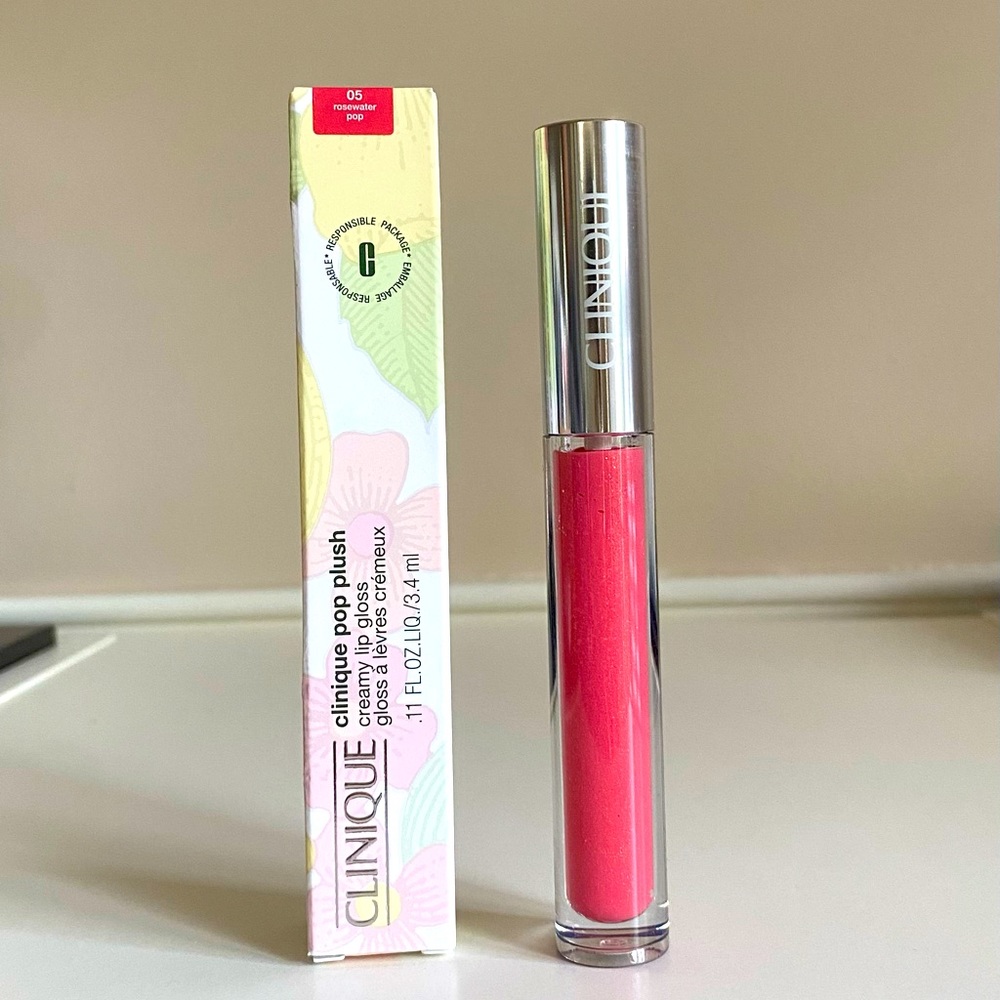 CLINIQUE Pop Plush Creamy Lip Gloss in #05 Rosewater Pop Full Size.